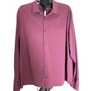 LULULEMON MENS LONG SLEEVE BUTTON DOWN MAROON XL OFF THE CHAIN COTTON NWOT